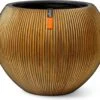 Capi Europe - Vaas Bol Groove XL - 39x33 - Goud - Bloempot Voor Binnen - Opening ⌀24 - GVGB270