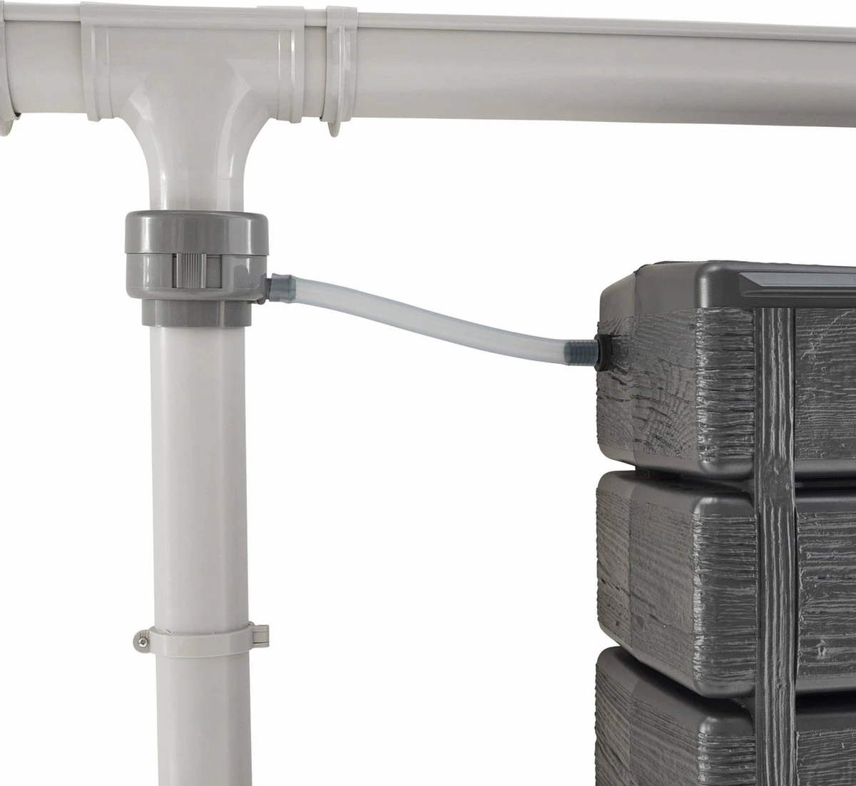 Regenton Muurtank, Grandval 300L, Antraciet Kunststof, Imitatiehout, Met Gootaansluitset Inbegrepen - Afbeelding 2