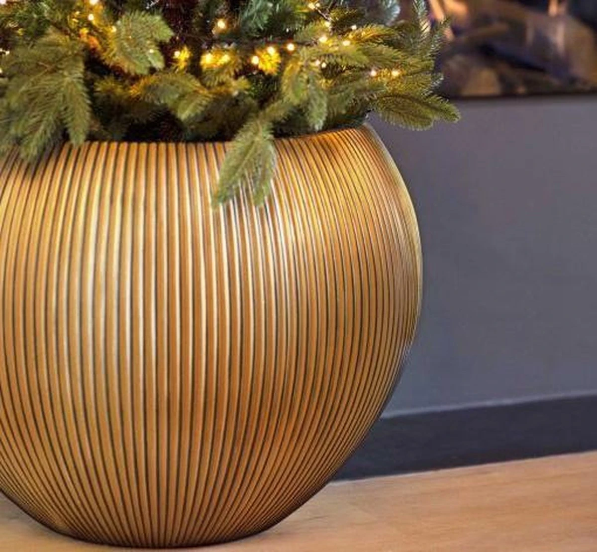 Capi Europe - Vaas Bol Groove XL - 63x51 - Goud - Bloempot Voor Binnen - Opening ⌀42 - GVGB271 - Afbeelding 4