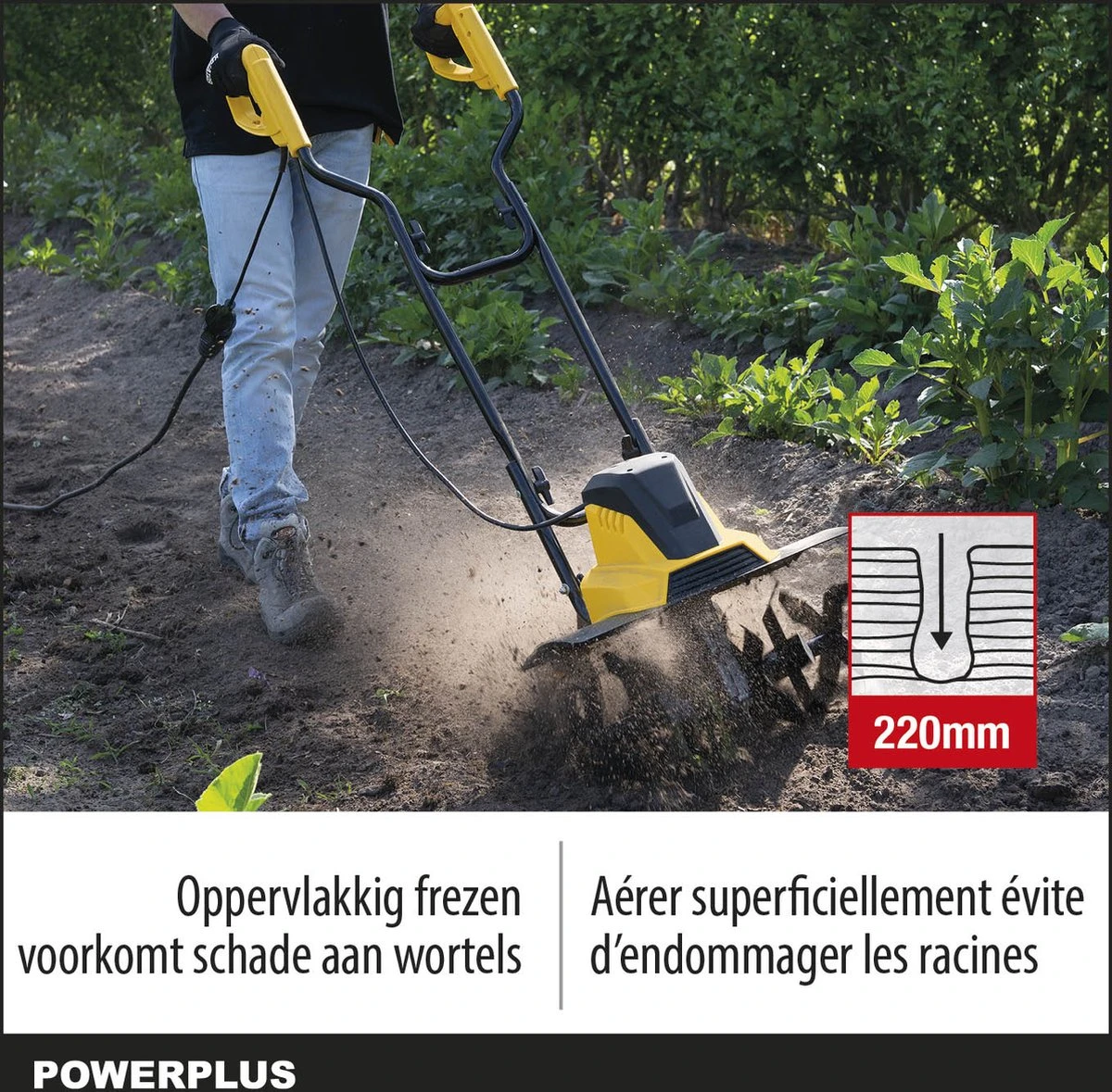 Powerplus POWXG72010 Tuinfrees - 1500W - Werkbreedte 450mm - Werkdiepte Max. 220mm - Incl. 6 Messen En Wielen - Afbeelding 3