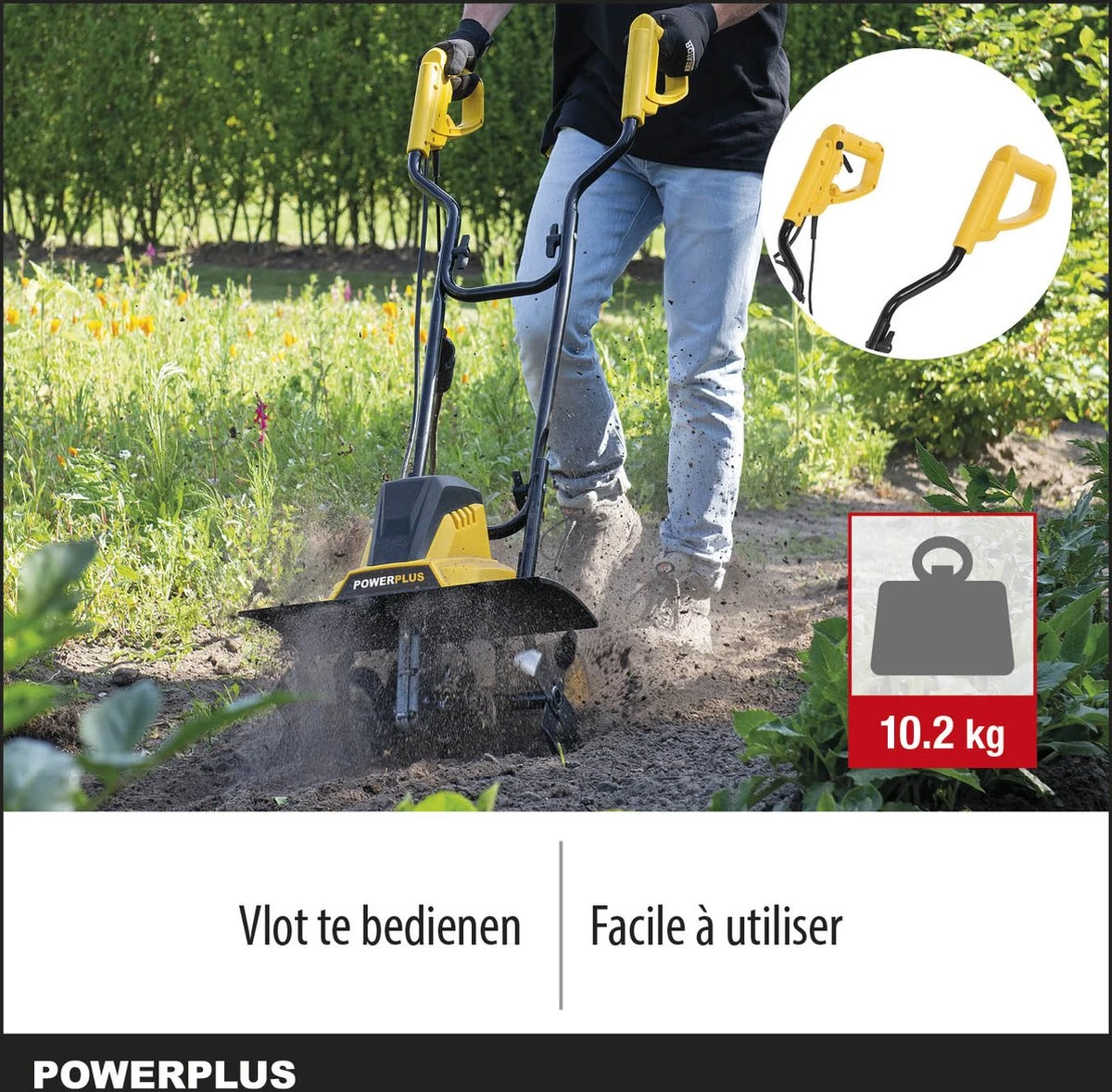 Powerplus POWXG72010 Tuinfrees - 1500W - Werkbreedte 450mm - Werkdiepte Max. 220mm - Incl. 6 Messen En Wielen - Afbeelding 4