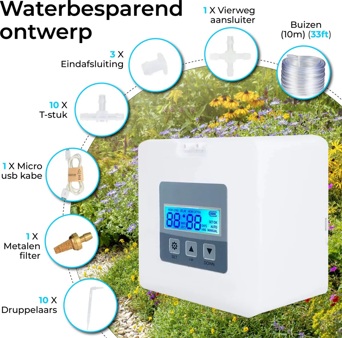 Automatisch Bewateringssysteem Voor Kamerplanten Met Pomp – Waterdruppelaar – Watergeefsysteem– Planten Watergever - Afbeelding 4