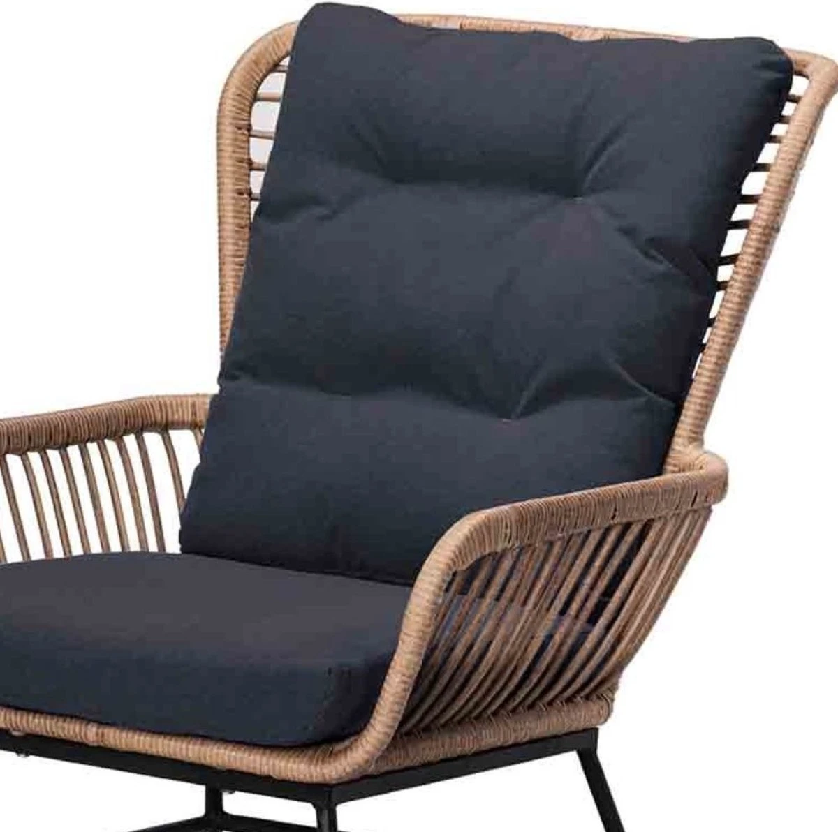 BUITEN Living Dex Wicker Loungestoel Tuin Incl. Wicker Voetenbank | Wicker + Aluminium | Bamboe Antraciet - Afbeelding 13