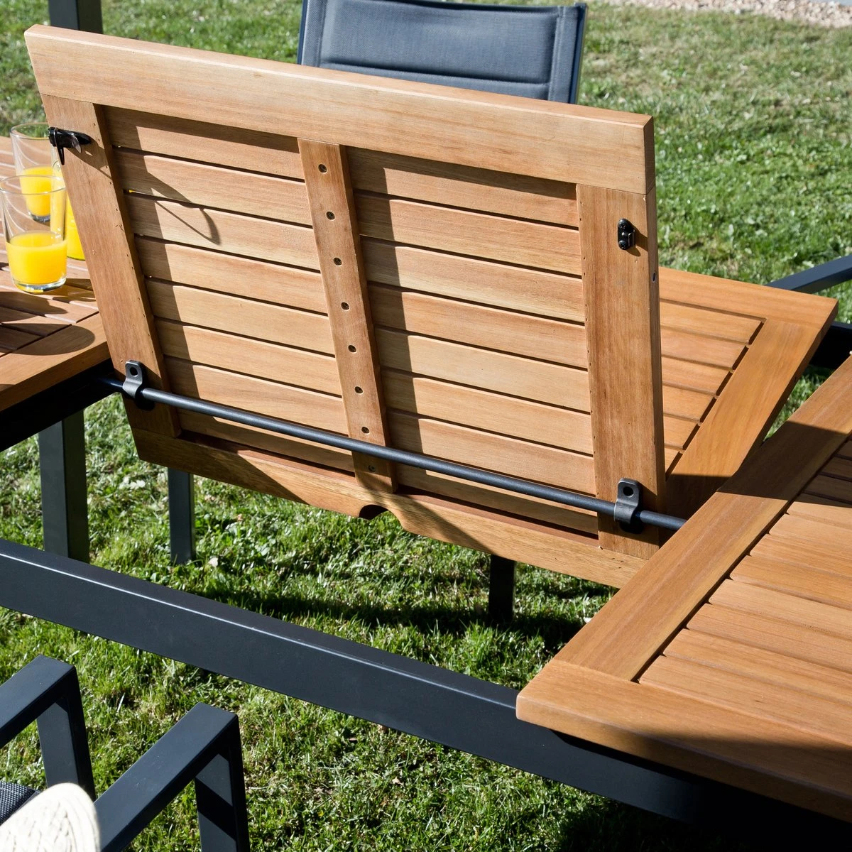 NATERIAL - Uitschuifbare Tuintafel ORIS - Uitschuifbare Tafel Voor 6 Tot 8 Personen - 180-240x100 Cm - Aluminium - Hout Eucalyptus - Afbeelding 7