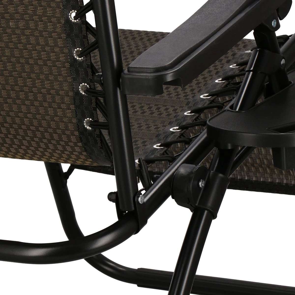 Springos Tuinstoel | Ligstoel | Opvouwbaar | Verstelbaar | Ergonomische Hoofdsteun | Bruin / Zwart - Afbeelding 11