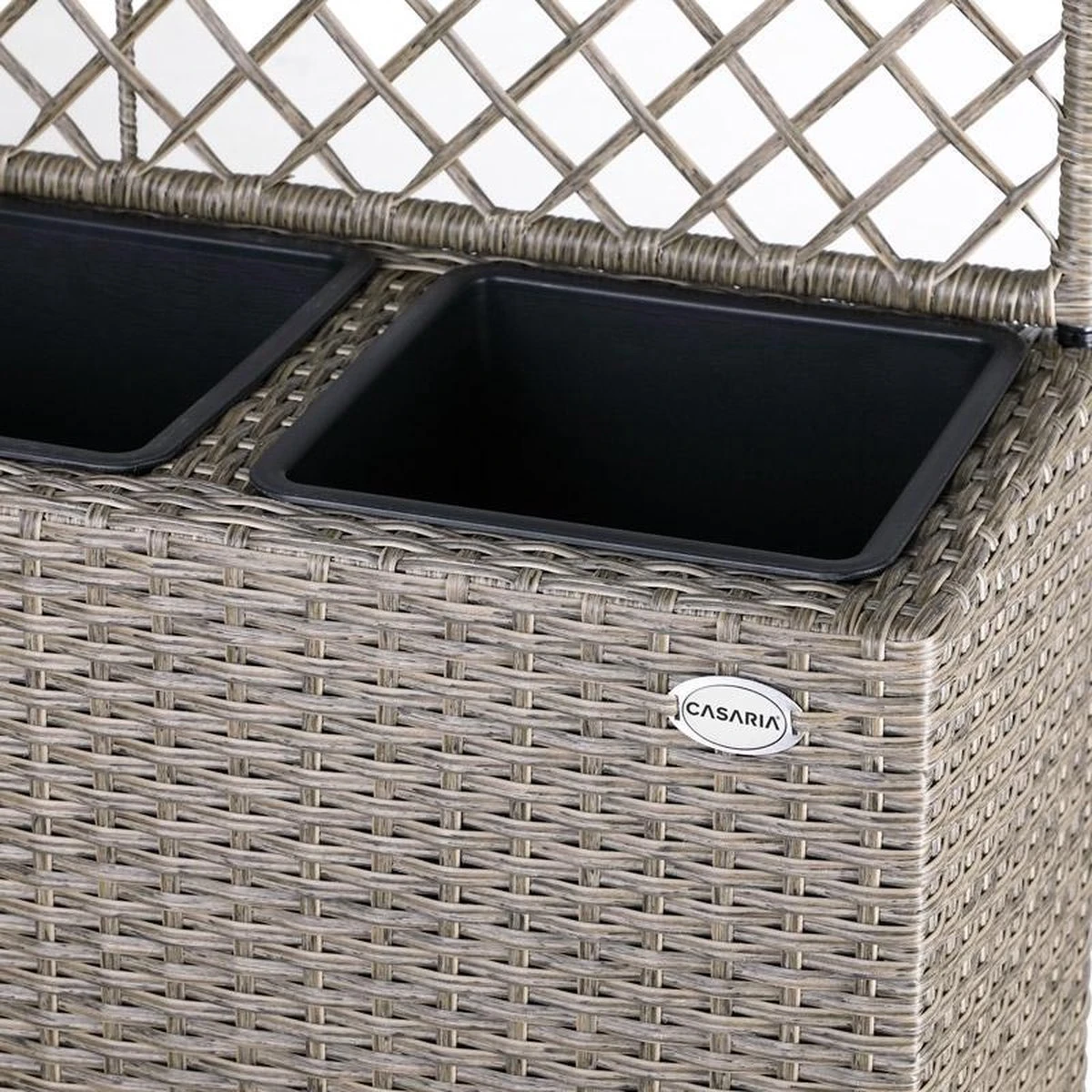Casaria Polyrattan Bloembak – 3 Bakken Klimophek - Crème - Afbeelding 10