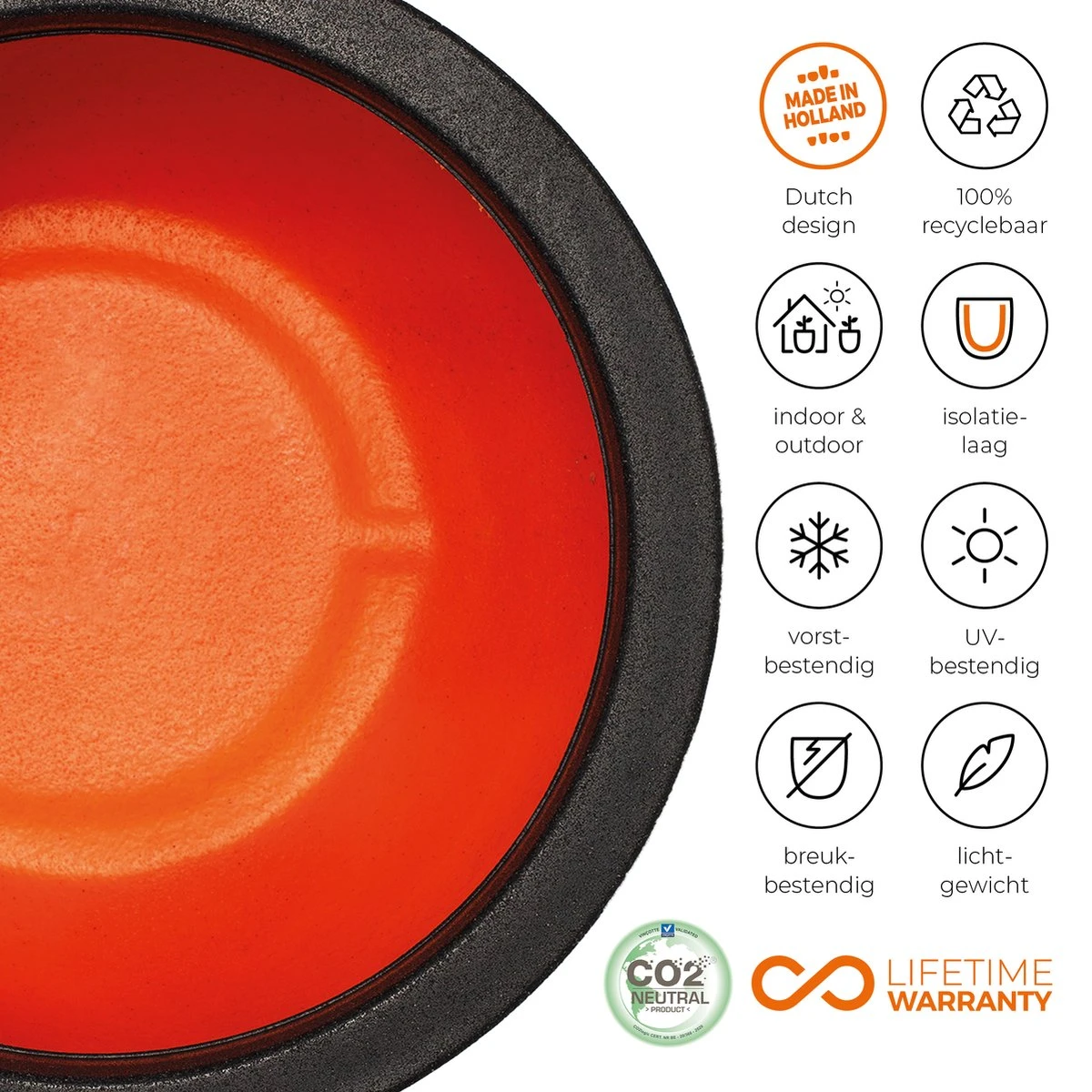 Capi Europe - Bloempot Bol Smooth NL - 35x34 - Zwart - Voor Binnen En Buiten - KBL932 - Afbeelding 2