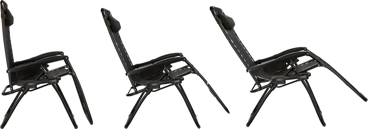 Springos Tuinstoel | Ligstoel | Opvouwbaar | Verstelbaar | Ergonomische Hoofdsteun | Bruin / Zwart - Afbeelding 8