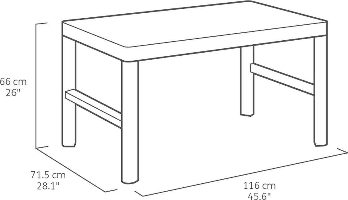 Allibert Lyon Tuintafel - 116x71,5x66/40 Cm - Grafiet - Afbeelding 2