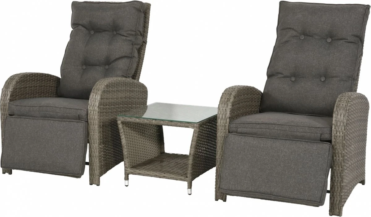 Loungeset Duoset Melia 2 Verstelbare Stoelen + Tafel - Balkonset - Afbeelding 10