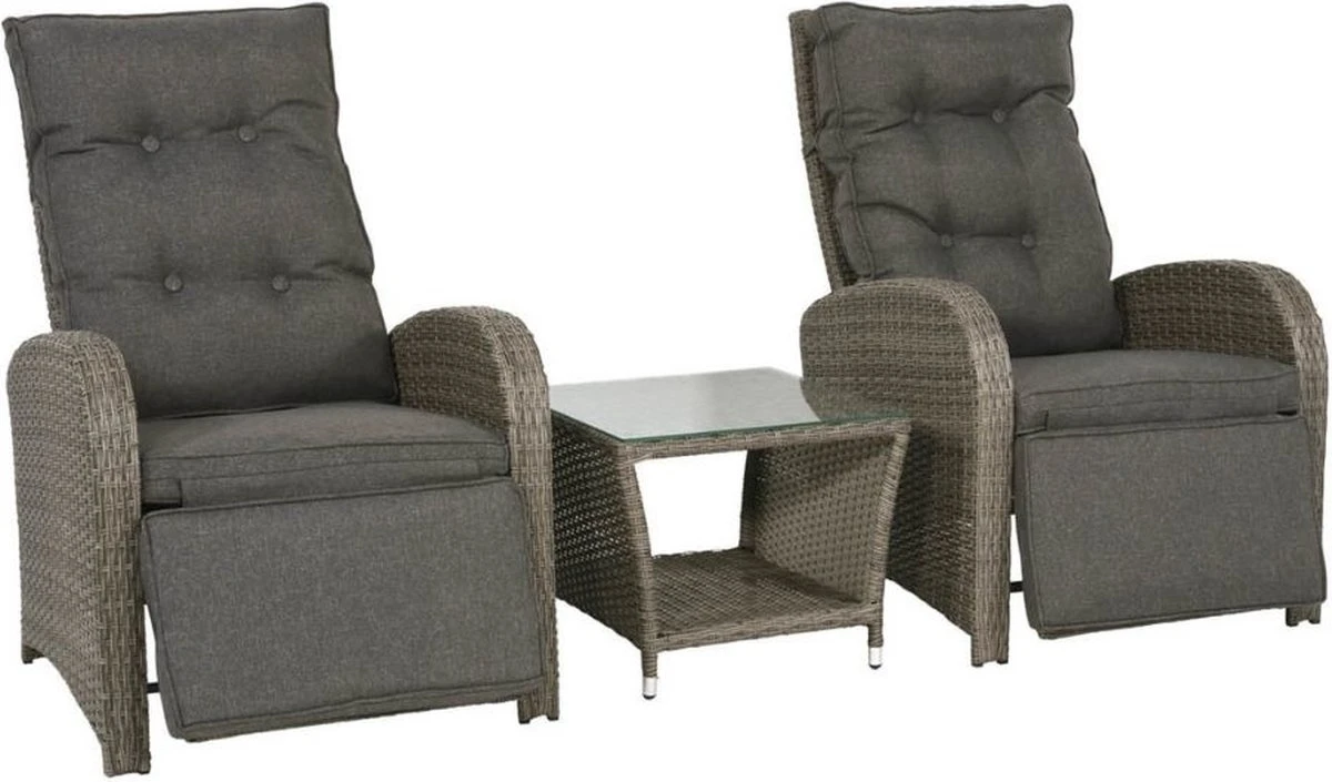 Loungeset Duoset Melia 2 Verstelbare Stoelen + Tafel - Balkonset