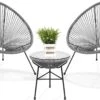LifeGoods Acapulco Bistroset - 3-Delig - Tuinset Met Bijzettafel - Grijs