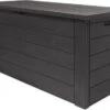 Merkloos Woody Tuin Opbergbox - 324 Liter 45x120x60 Cm - Tuinkussenbox - Antraciet/bruin