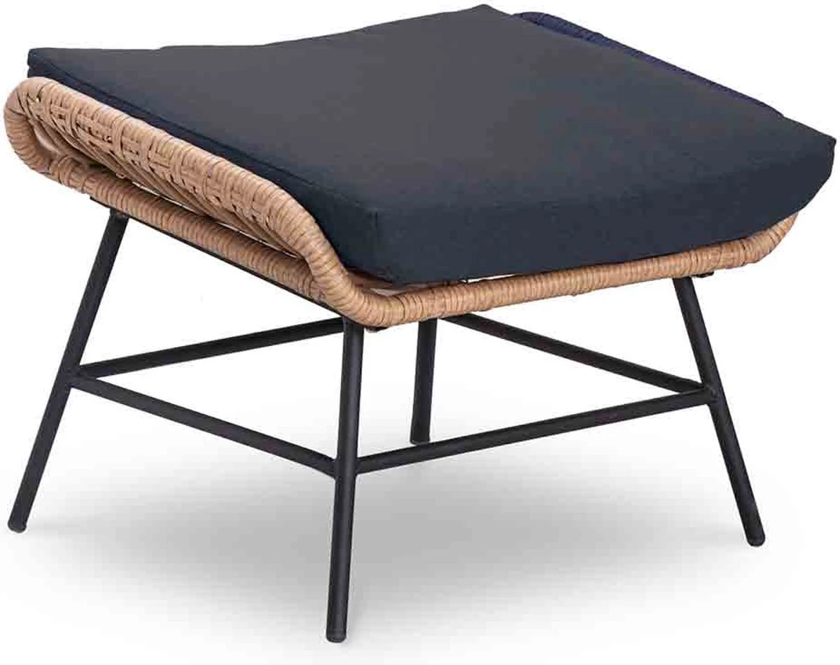 BUITEN Living Dex Wicker Loungestoel Tuin Incl. Wicker Voetenbank | Wicker + Aluminium | Bamboe Antraciet - Afbeelding 5