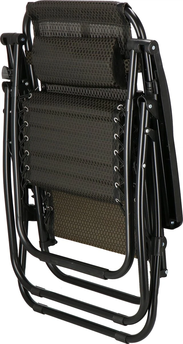 Springos Tuinstoel | Ligstoel | Opvouwbaar | Verstelbaar | Ergonomische Hoofdsteun | Bruin / Zwart - Afbeelding 19