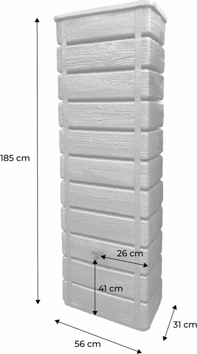 Regenton Muurtank, Grandval 300L, Antraciet Kunststof, Imitatiehout, Met Gootaansluitset Inbegrepen - Afbeelding 4