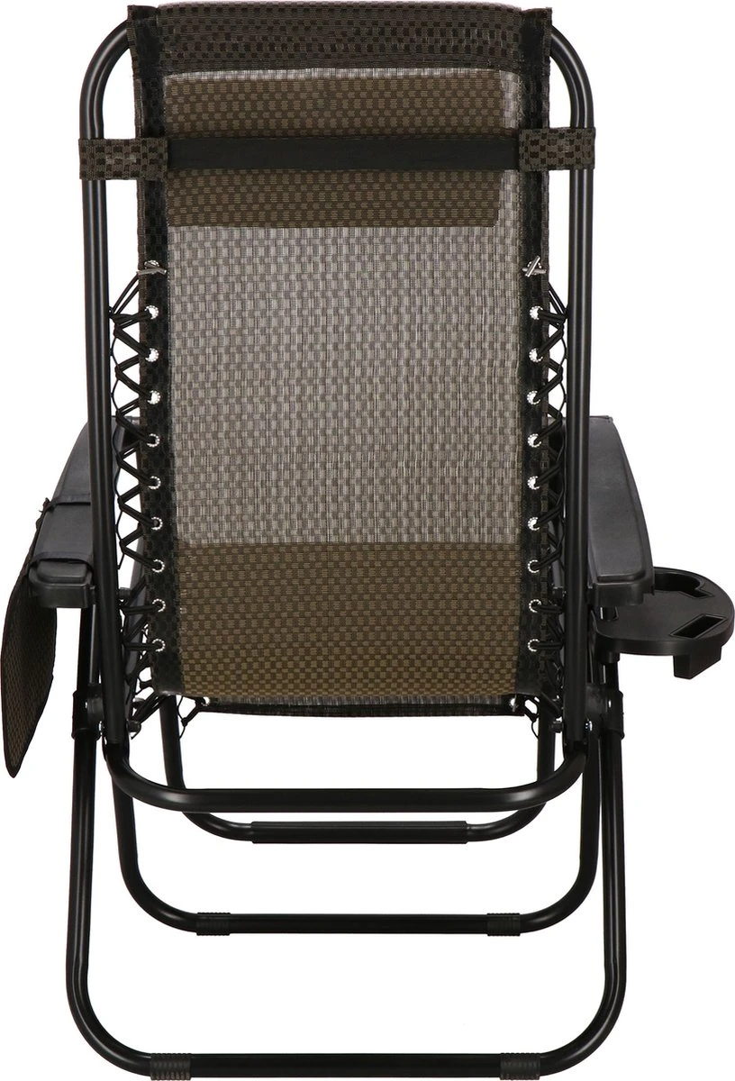 Springos Tuinstoel | Ligstoel | Opvouwbaar | Verstelbaar | Ergonomische Hoofdsteun | Bruin / Zwart - Afbeelding 5
