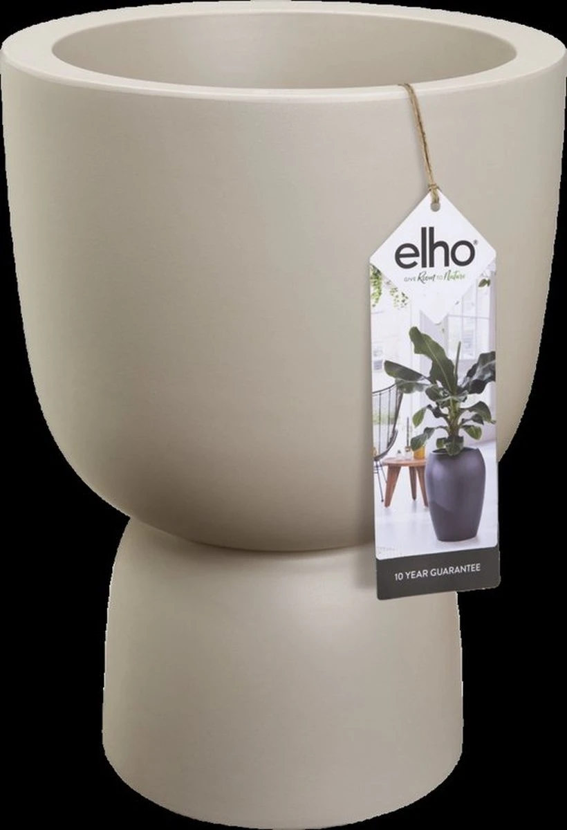 Elho Pure Coupe 35 - Bloempot Voor Binnen & Buiten - Ø 34.9 X H 49.0 Cm - Beige/Balanced Beige - Afbeelding 9