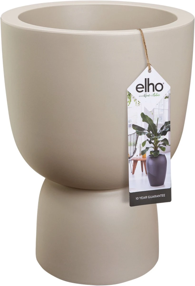Elho Pure Coupe 35 - Bloempot Voor Binnen & Buiten - Ø 34.9 X H 49.0 Cm - Beige/Balanced Beige - Afbeelding 8