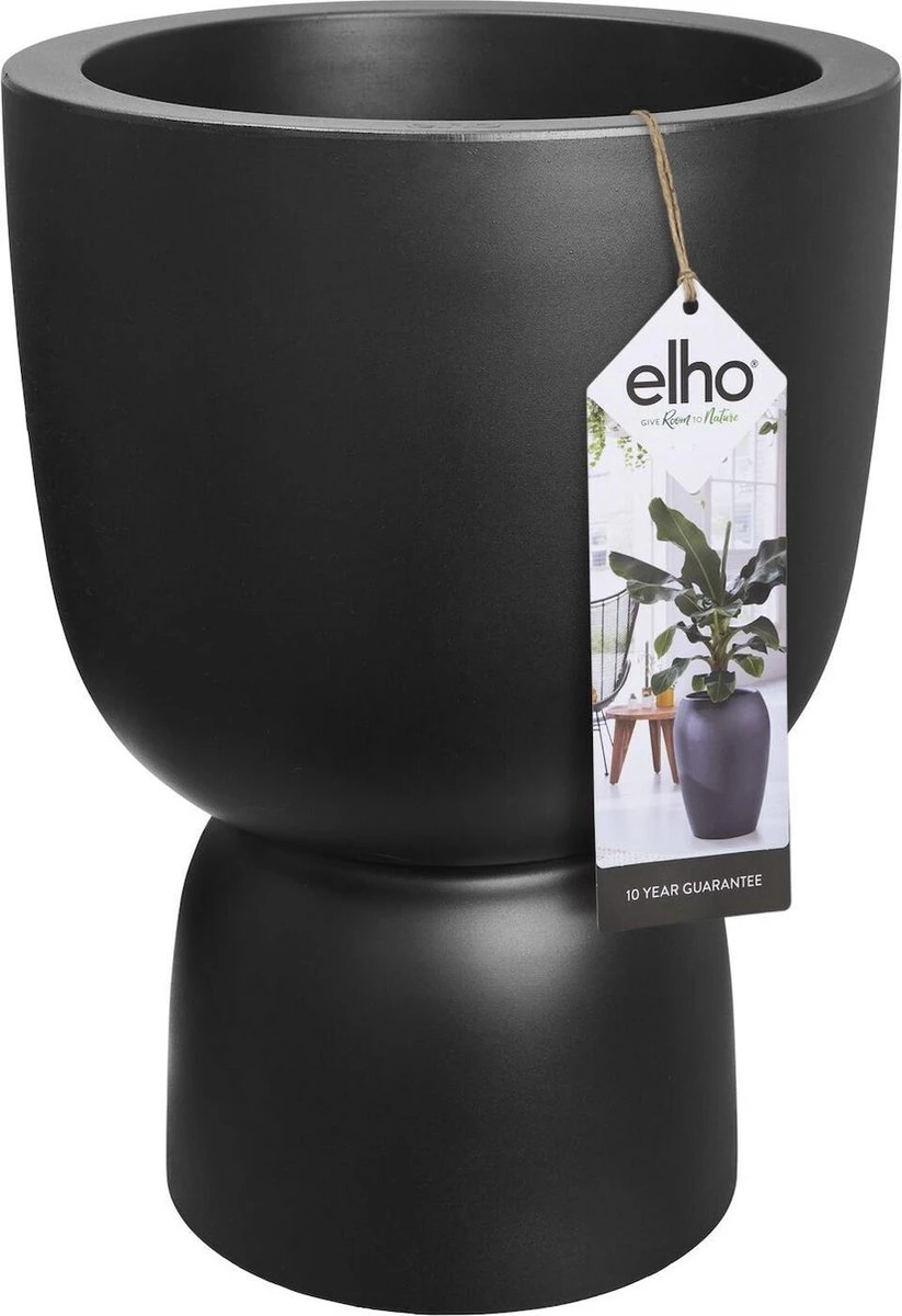 Elho Pure Coupe 41 - Bloempot Voor Binnen & Buiten - Ø 41.3 X H 57.9 Cm - Zwart/Zwart