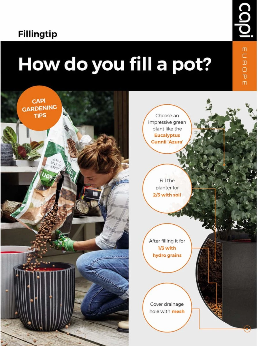 Capi Europe - Vaas Elegant Deluxe Rib NL - 40x60 - Antraciet - Voor Binnen En Buiten - KOFZ1131 - Afbeelding 4