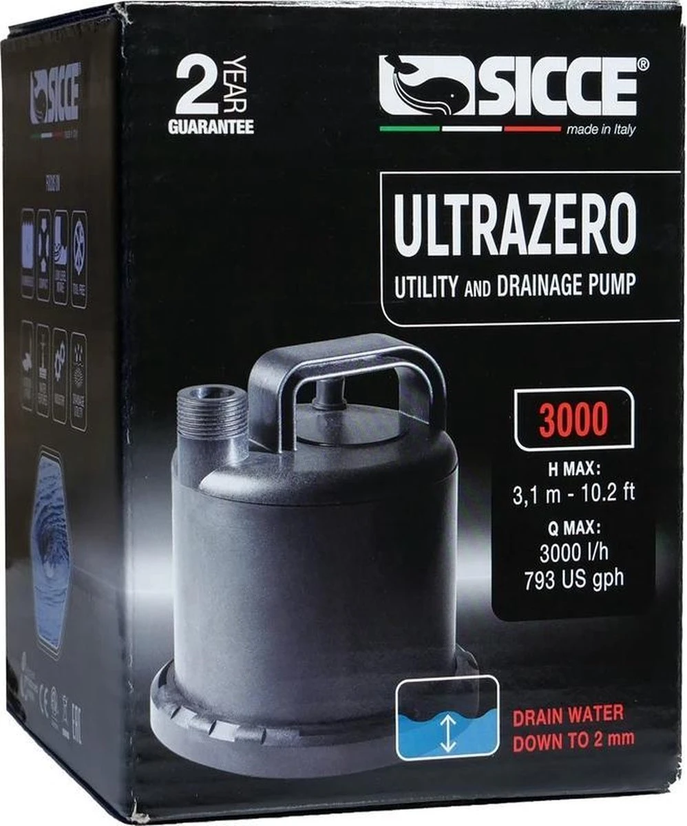 Sicce Ultra Zero - Vlakzuiger - Dompelpomp - Wateroverlast - 3000 L/h - Afbeelding 4